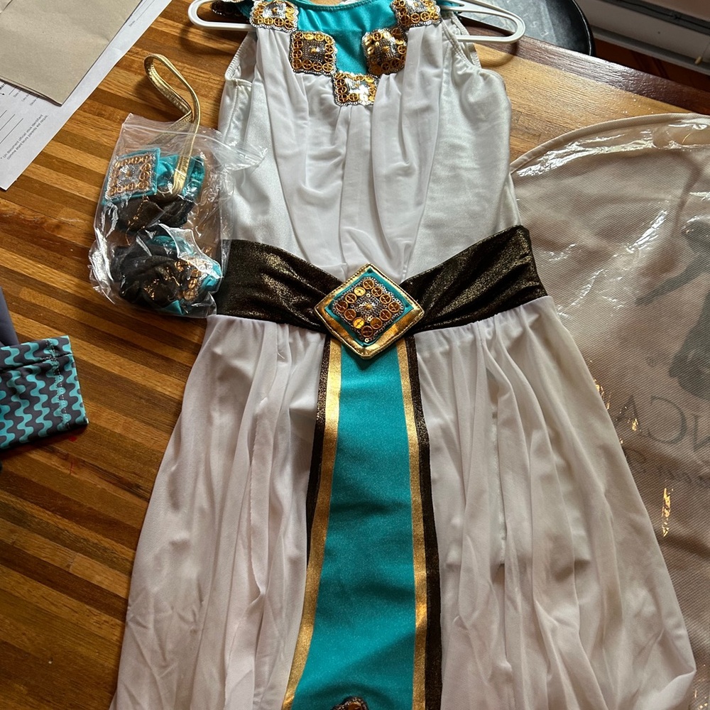 Kids Egyptian Costume with Gold and Turquoise Accents